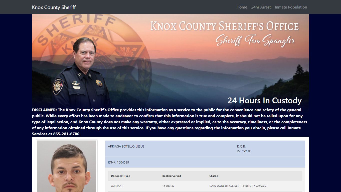 Knox County Tennessee - Sheriff - 24 Hour Arrests